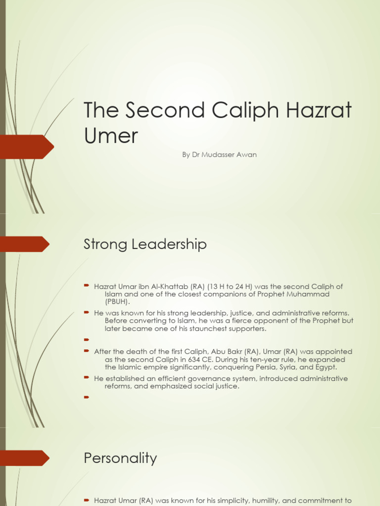 The Second Caliph Hazrat Umer(1) | PDF | Umar | Caliphate