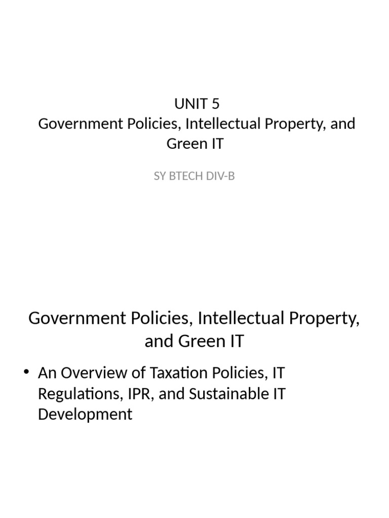 Unit 5 | PDF | Taxes | Intellectual Property