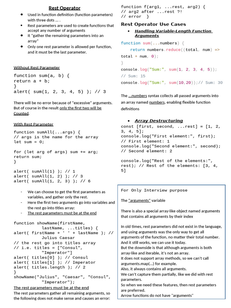 Understanding Rest and Spread Operators in JS | PDF | Scope (Computer ...
