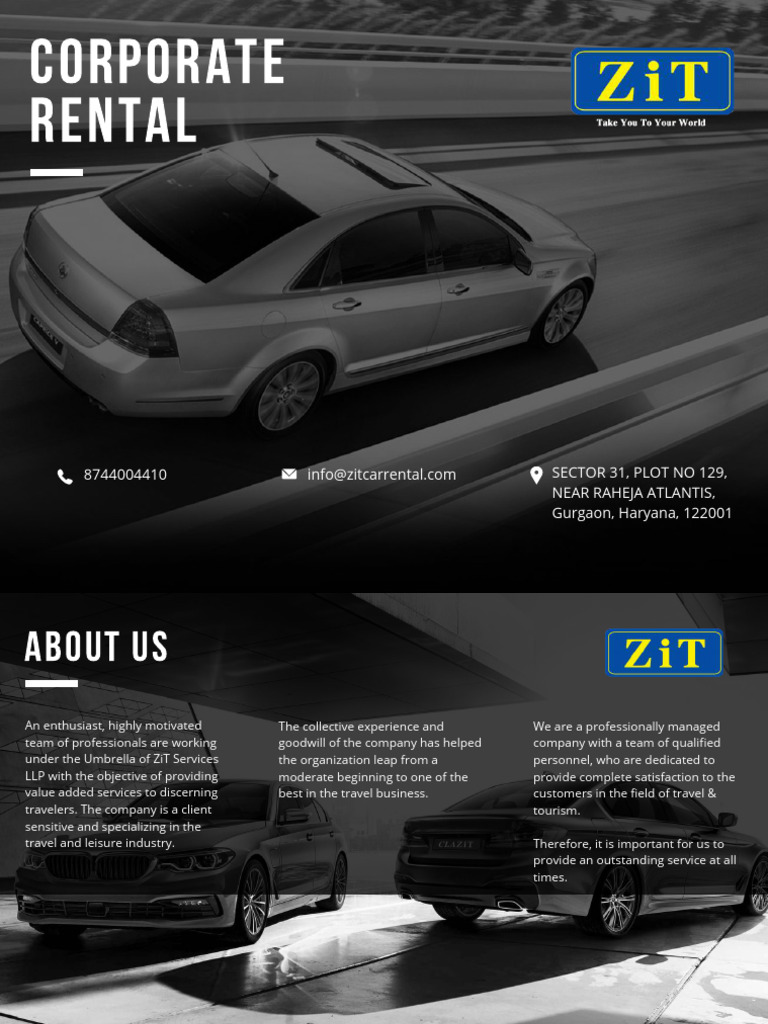ZiT Corporate Car Rental Services | PDF | Mobile App | Vehicles