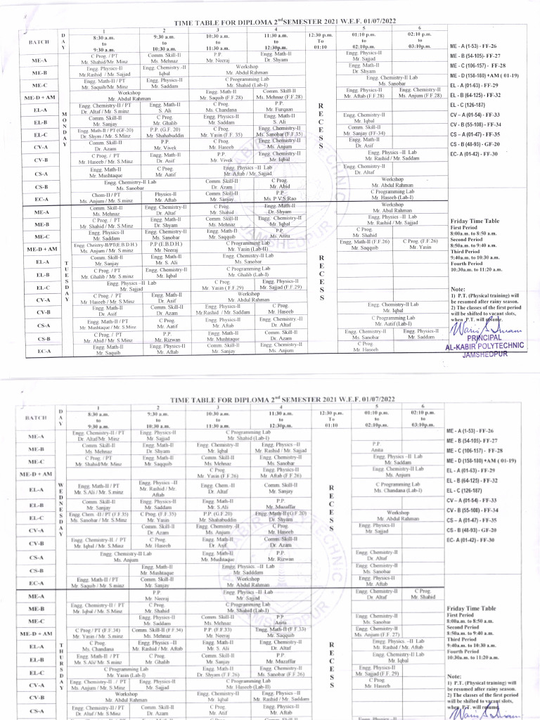 Routine For 2nd Semester 2021 Batch | PDF