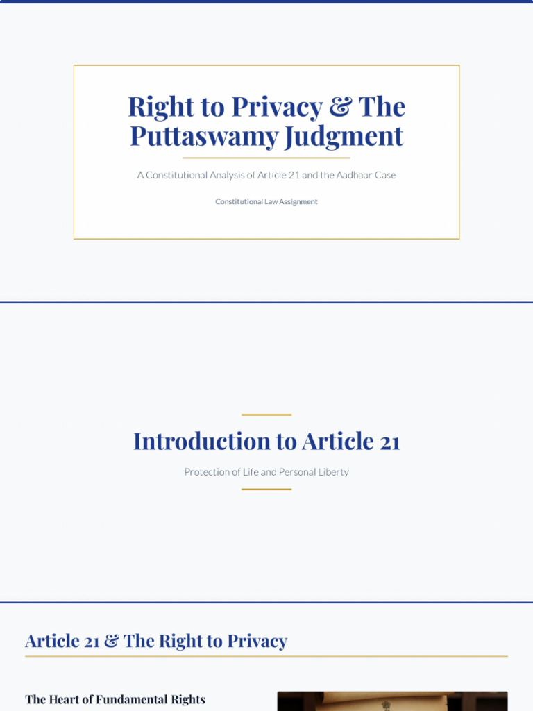 Right To Privacy & Puttaswamy Judgment | PDF