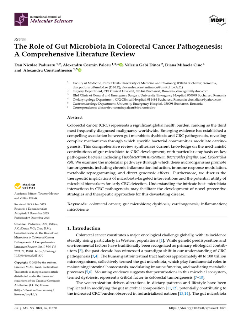 Gut Microbiota's Role in Colorectal Cancer | PDF | Carcinogenesis ...