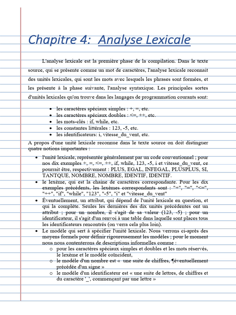 Analyse Lexicale et Scanners en Compilation | PDF | Informatique ...