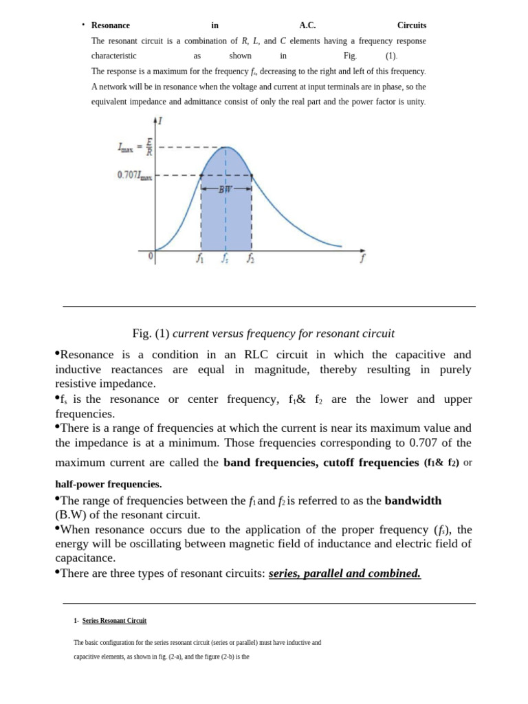 Resonance in RLC Circuits Explained | PDF | Resonance | Electrical ...