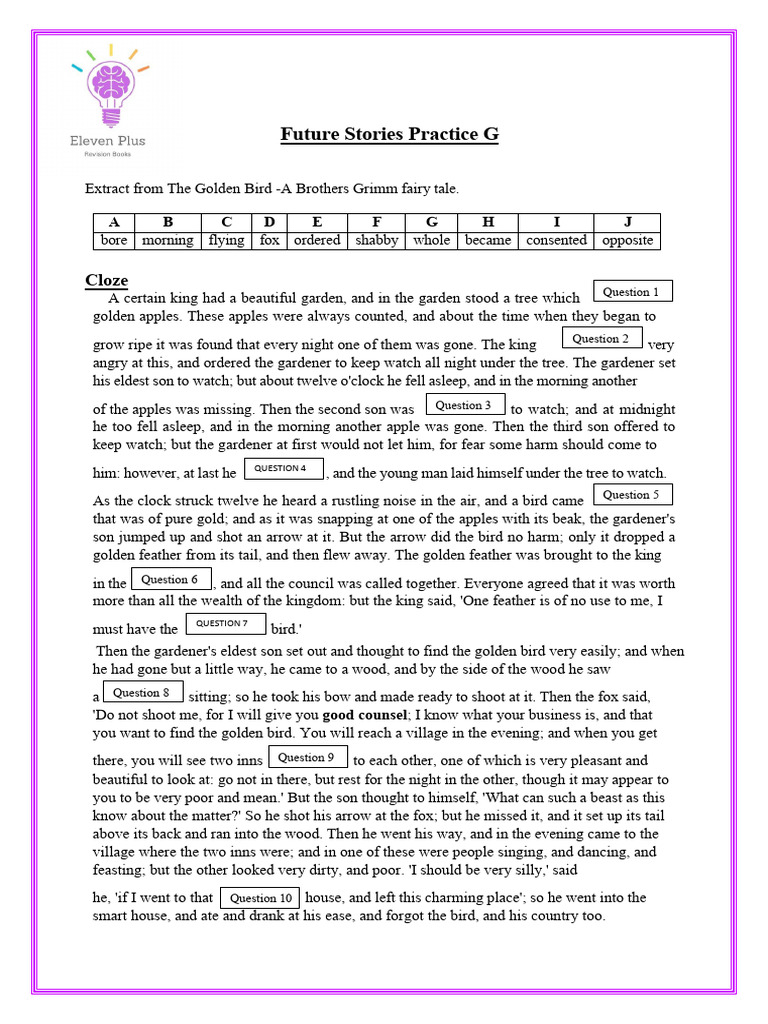 Future Stories Practice G | PDF | Linguistic Morphology | Syntax