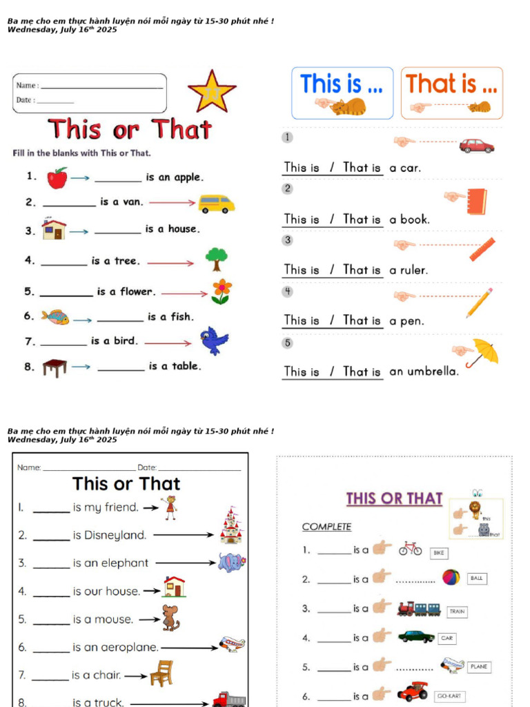 This - That Worksheet - G1 | PDF