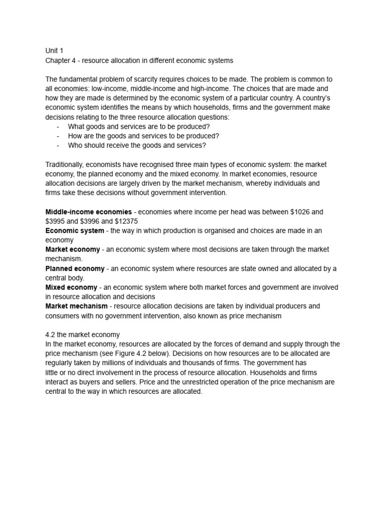 Resource Allocation in Economic Systems | PDF | Economic System ...