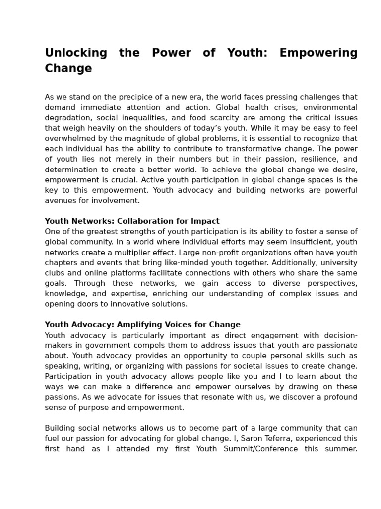 Unlocking The Power of Youth | PDF | Empowerment