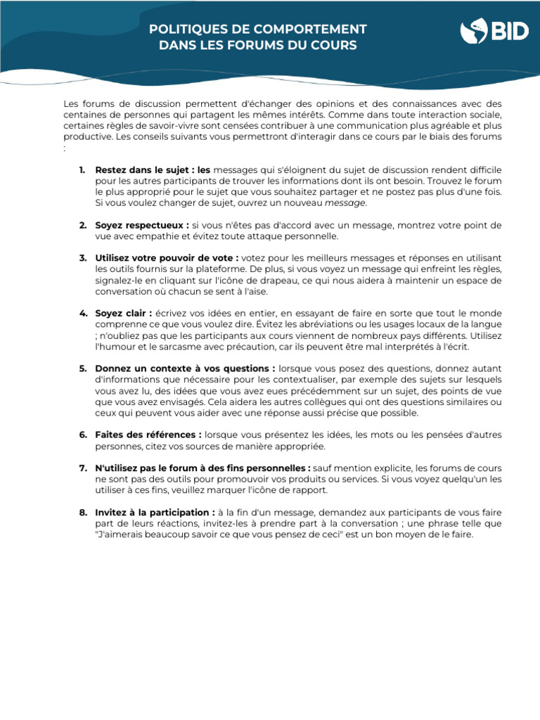 Règles de comportement dans les forums | PDF | Forum Internet