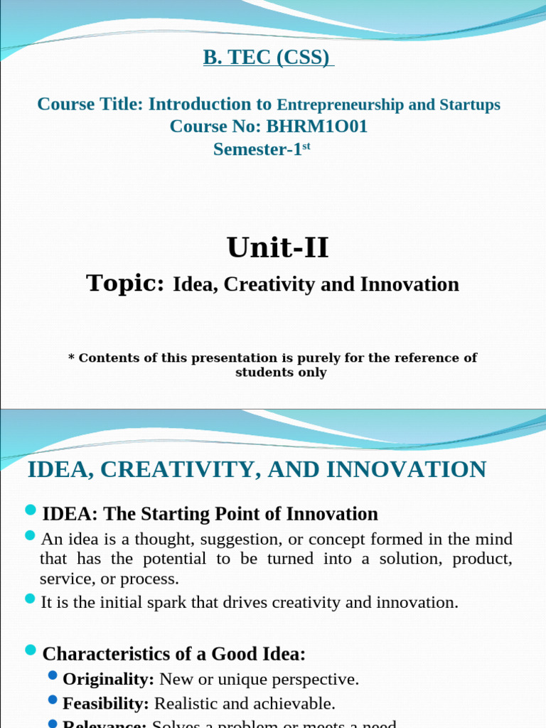 Idea, Creativity, and Innovation Explained | PDF | Creativity | Innovation