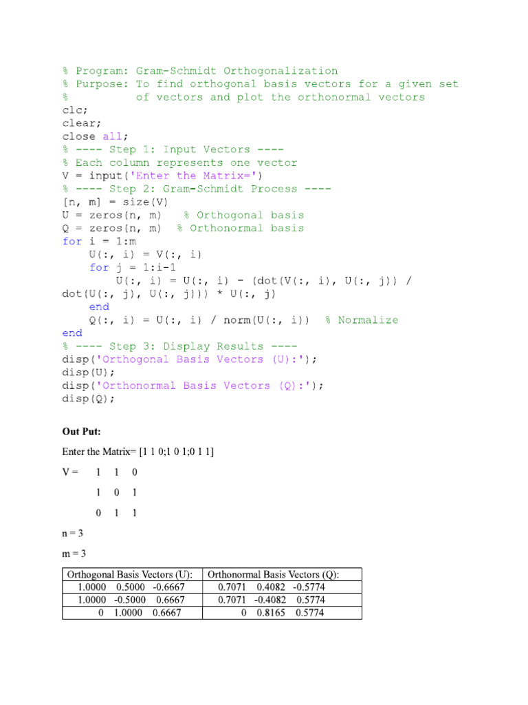 QPSK and Gram Schmidt Matlab Program | PDF