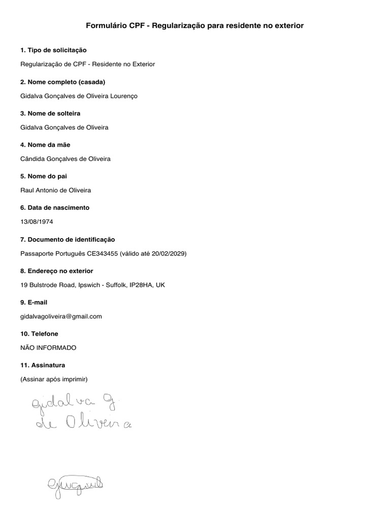 Regularização de CPF para Residentes no Exterior | PDF