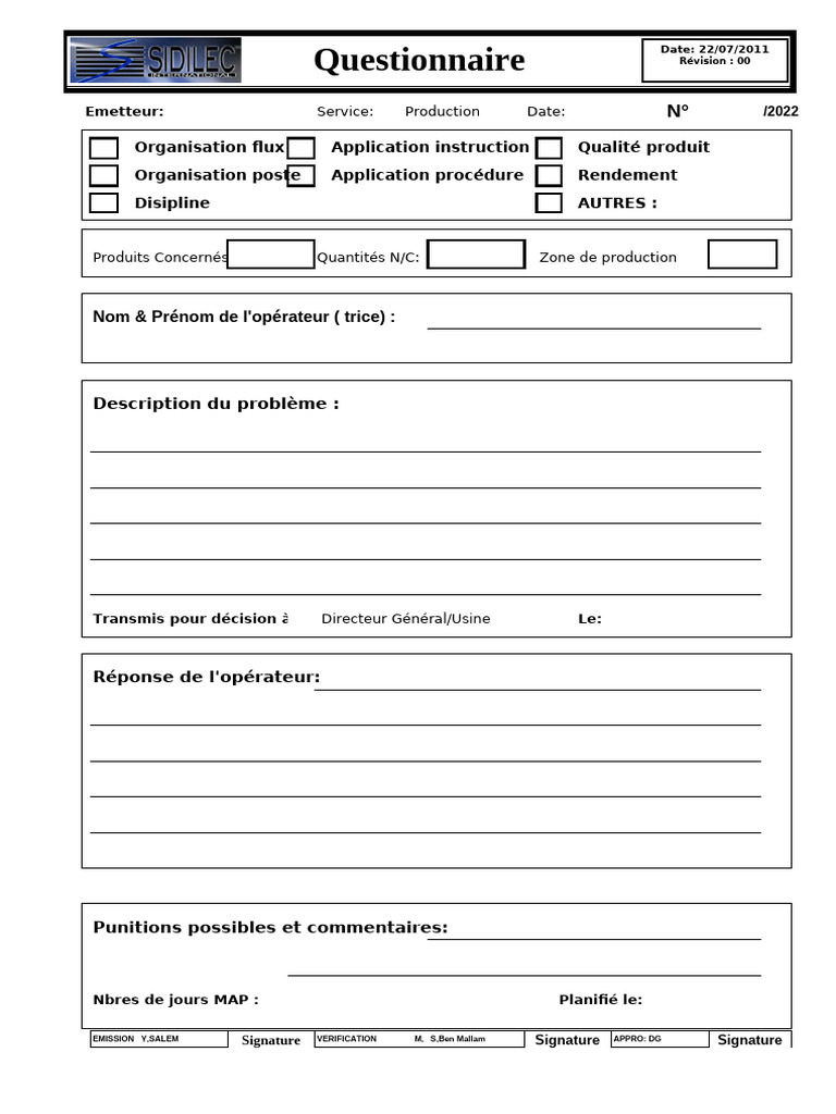 Questionnaire de Gestion de Production | PDF