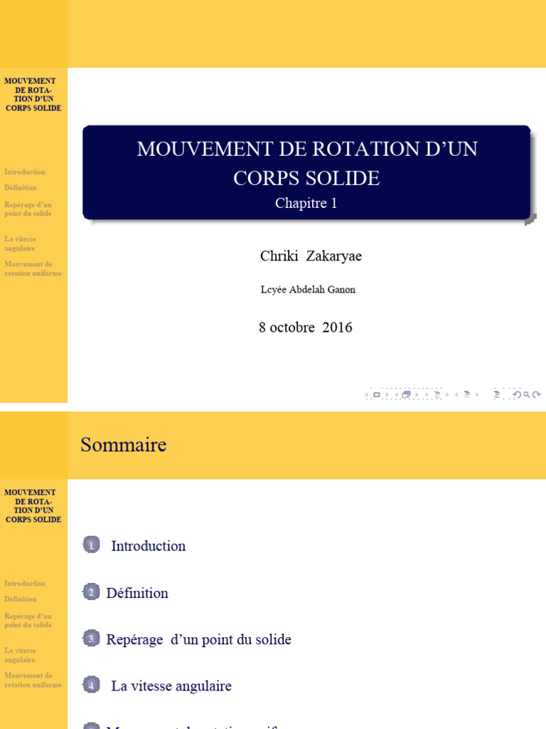 Mouvement de rotation d'un solide | PDF | Mouvement de rotation | Rotation