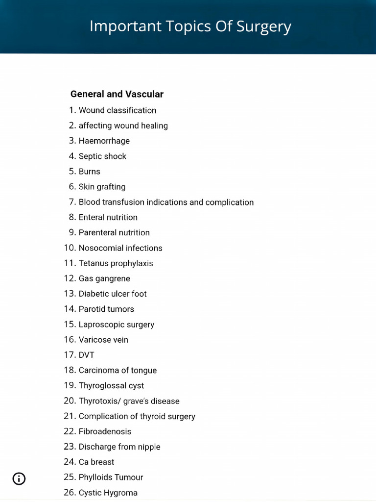 Key Surgical and Medical Topics Overview | PDF | Childbirth ...