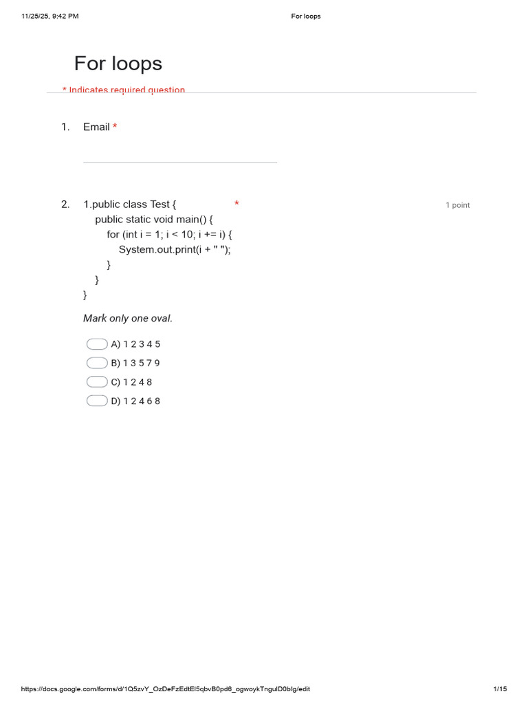 For Loops Programming Quiz | PDF | Computer Programming | Software ...