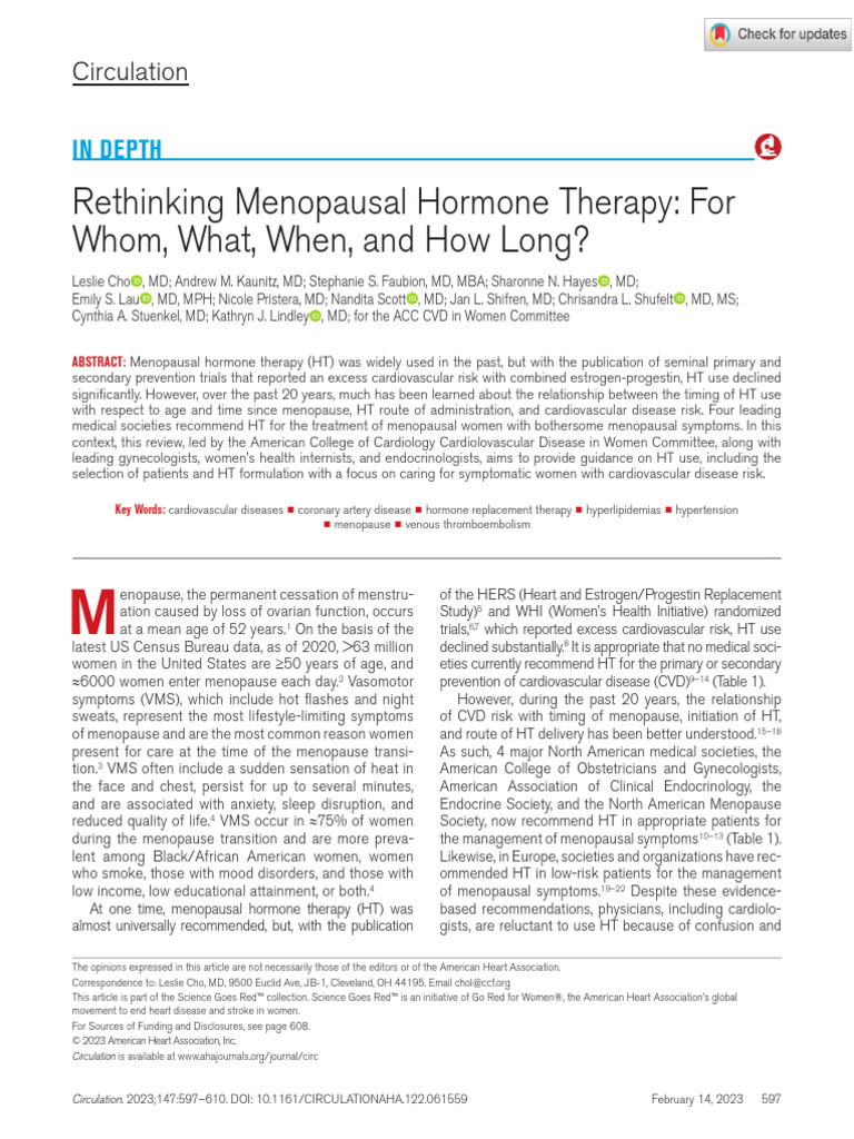 Hrt 對各種疾病的影響 | PDF | Hormone Replacement Therapy | Menopause