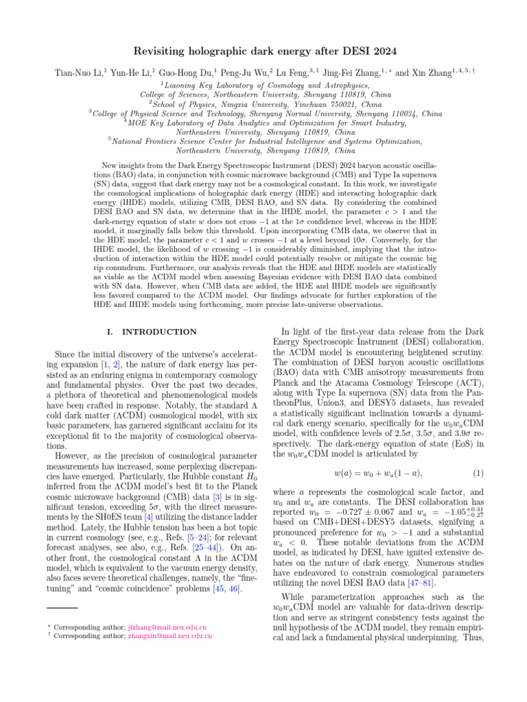 Revisiting Holographic Dark Energy After DESI 2024 | PDF | Dark Energy ...