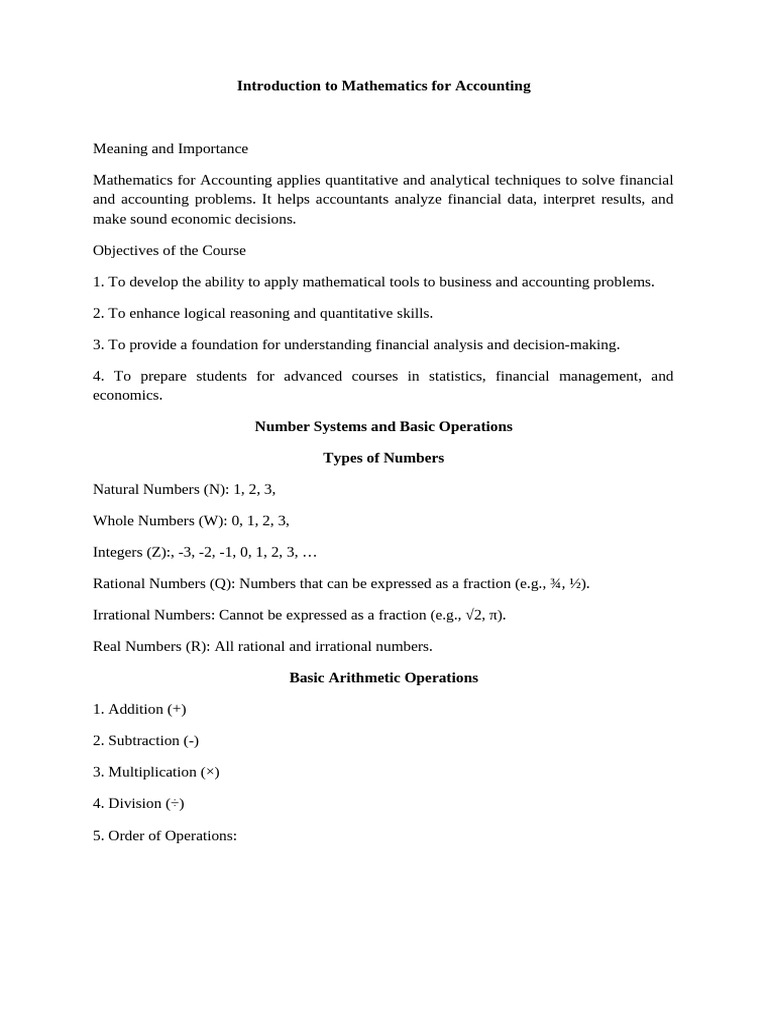 ACC 103 MATHEMATICS FOR ACCOUNTING | PDF | Numbers | Multiplication