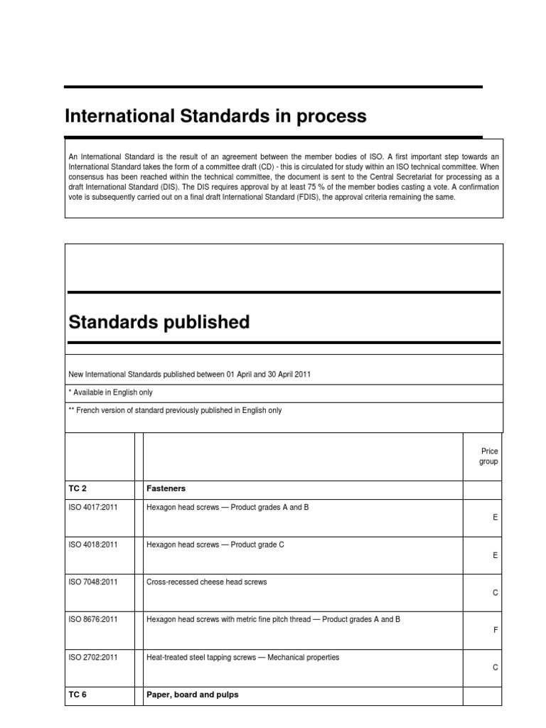 April 2011 ISO Standards Update | PDF | International Organization For ...