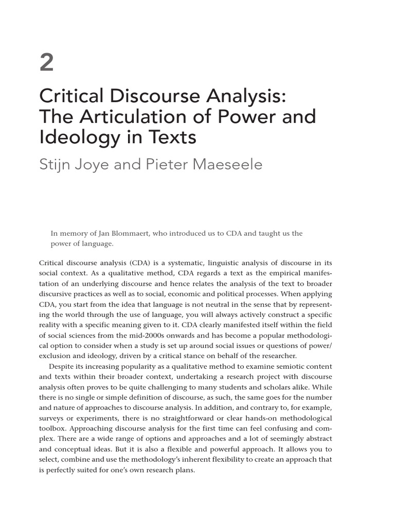 Understanding Critical Discourse Analysis | PDF | Discourse | Methodology