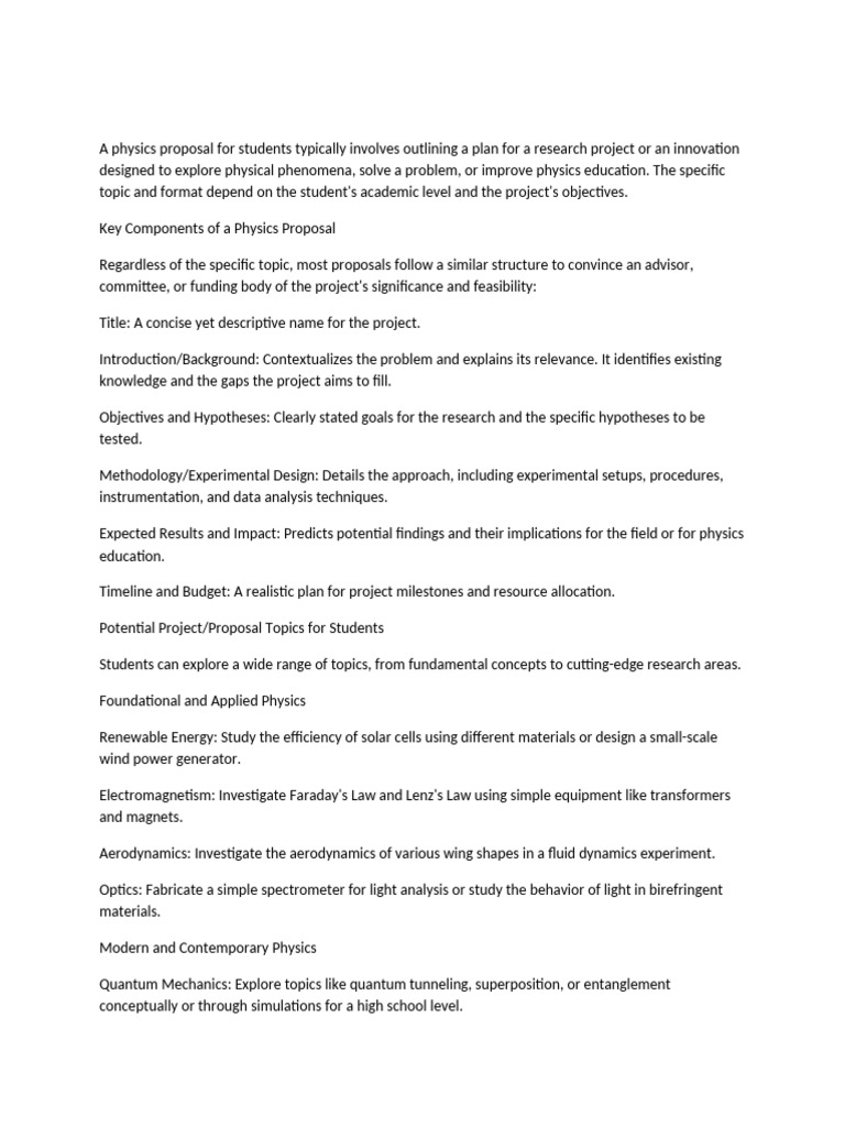 Essential Guide to Physics Proposals | PDF | Physics | Physical Sciences
