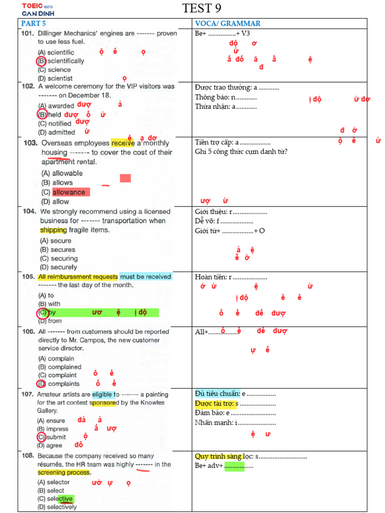 c9. S A Part 5 Test 9 | PDF