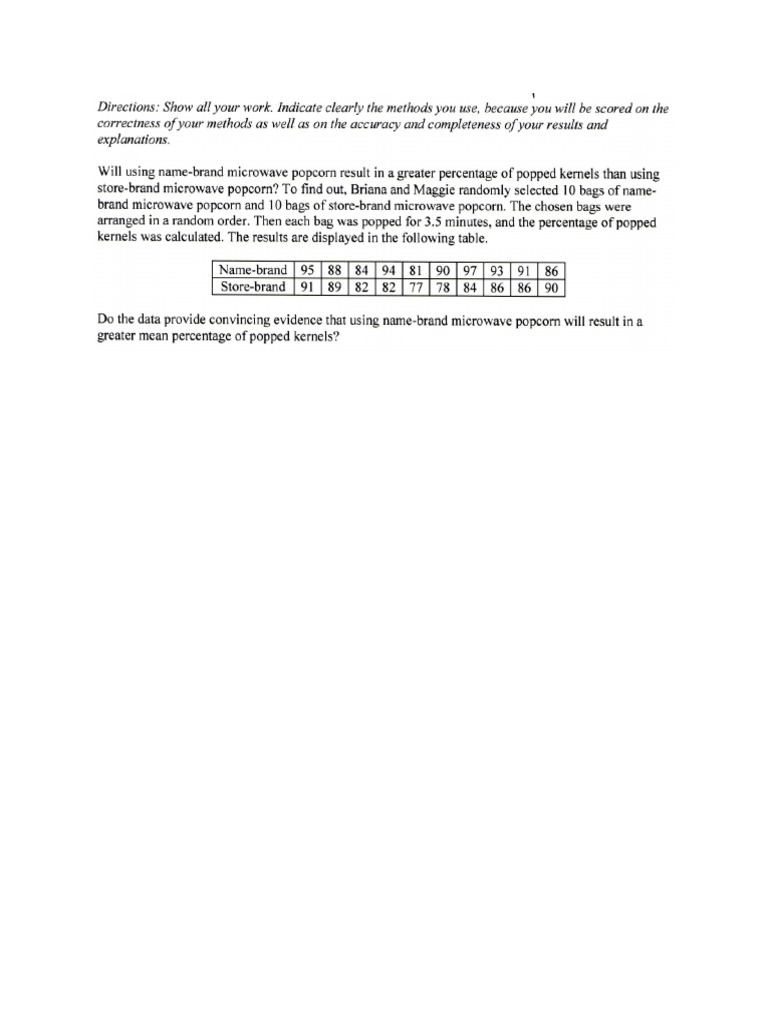 Virtual Group Question Difference of Means 2 Sample Test | PDF