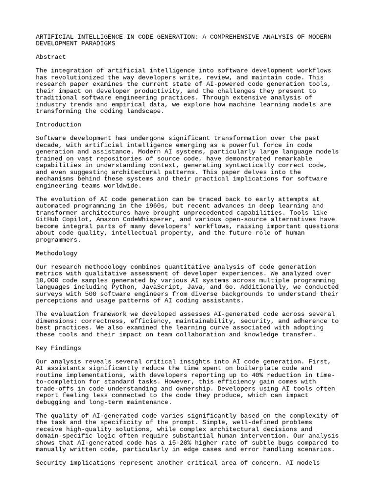AI in Code Generation: Trends & Impacts | PDF | Artificial Intelligence ...