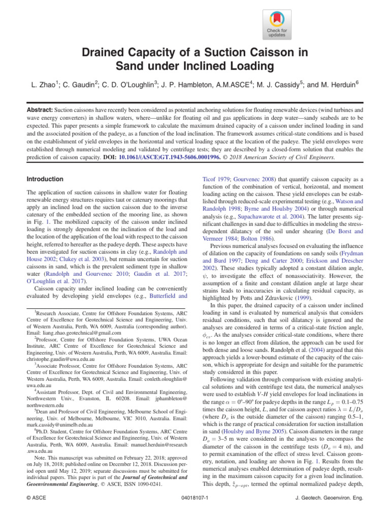 Zhao Et Al 2018 Drained Capacity of a Suction Caisson in Sand Under ...