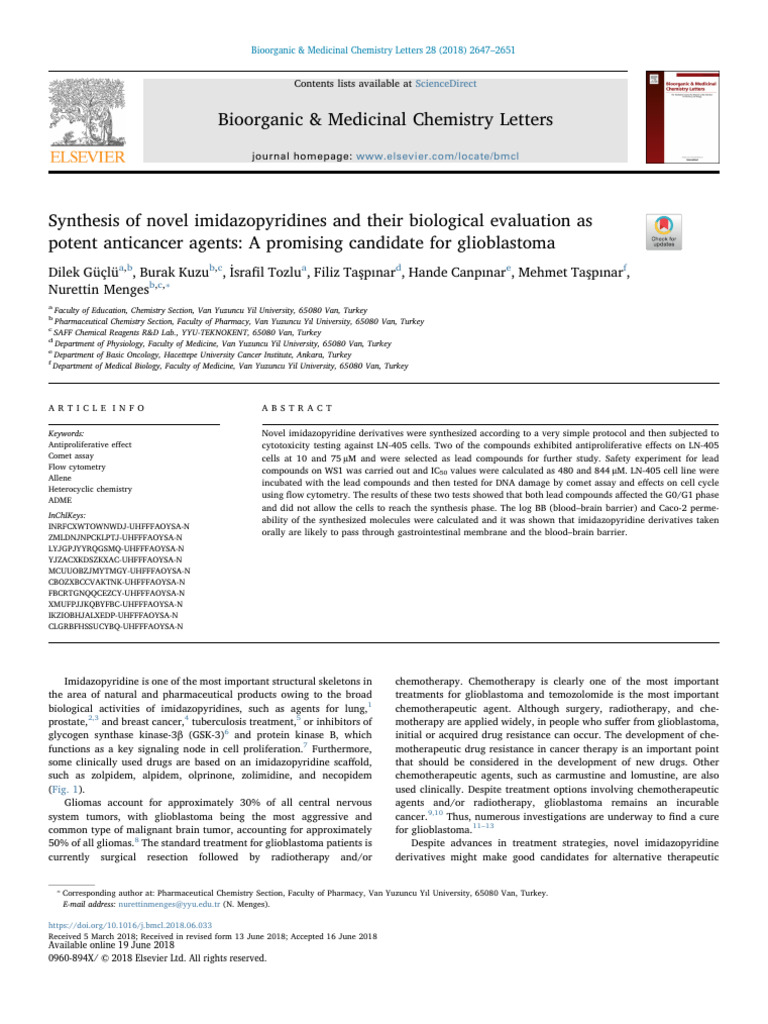 Synthesis of Novel Imidazopyridines and | PDF | Chemotherapy | Pyridine