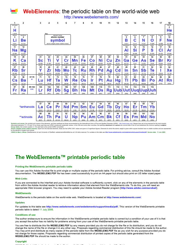WEBELEM2 | PDF | Chemical Elements | Periodic Table