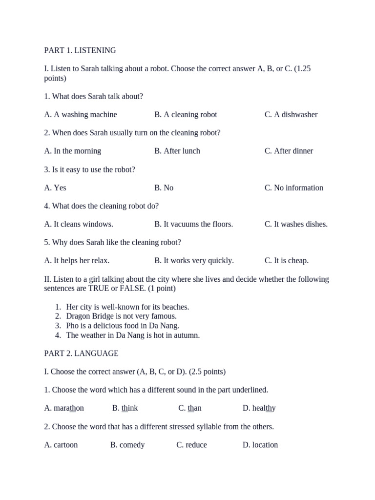 Listening and Language Practice Exercises | PDF