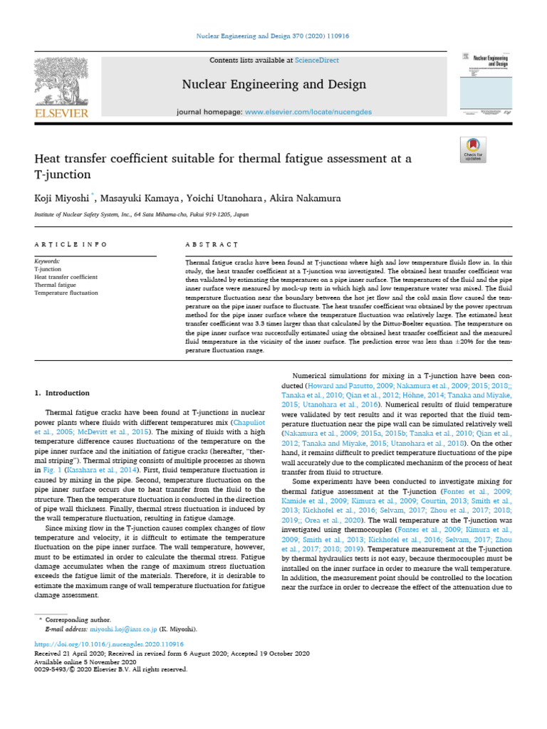 Heat Transfer Coefficient at T-Junctions | PDF | Heat Transfer ...