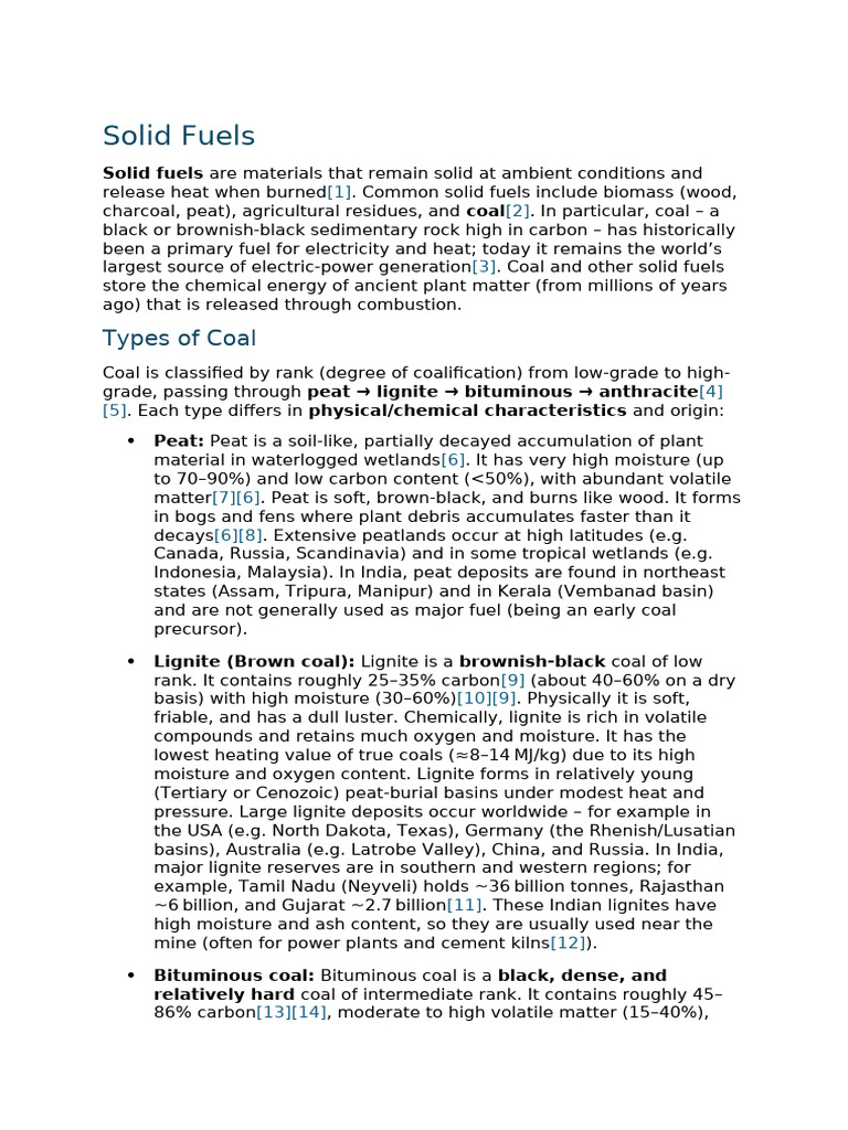 Solid Fuels | PDF | Coal | Combustion