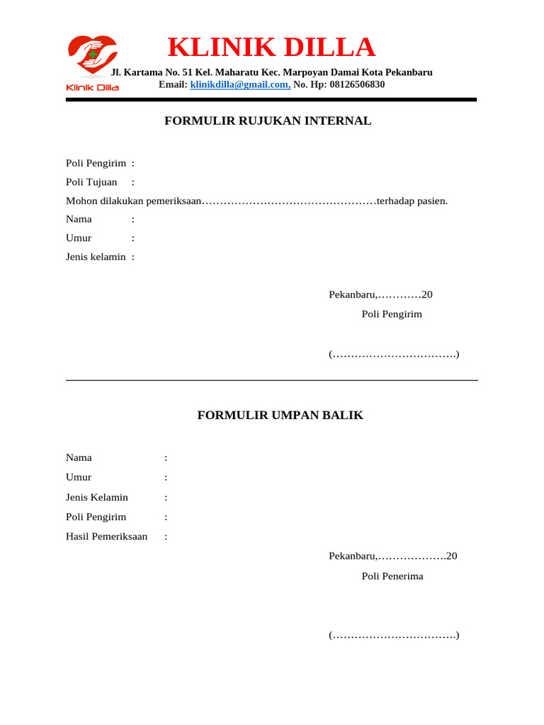 Form Rujukan Balik | PDF
