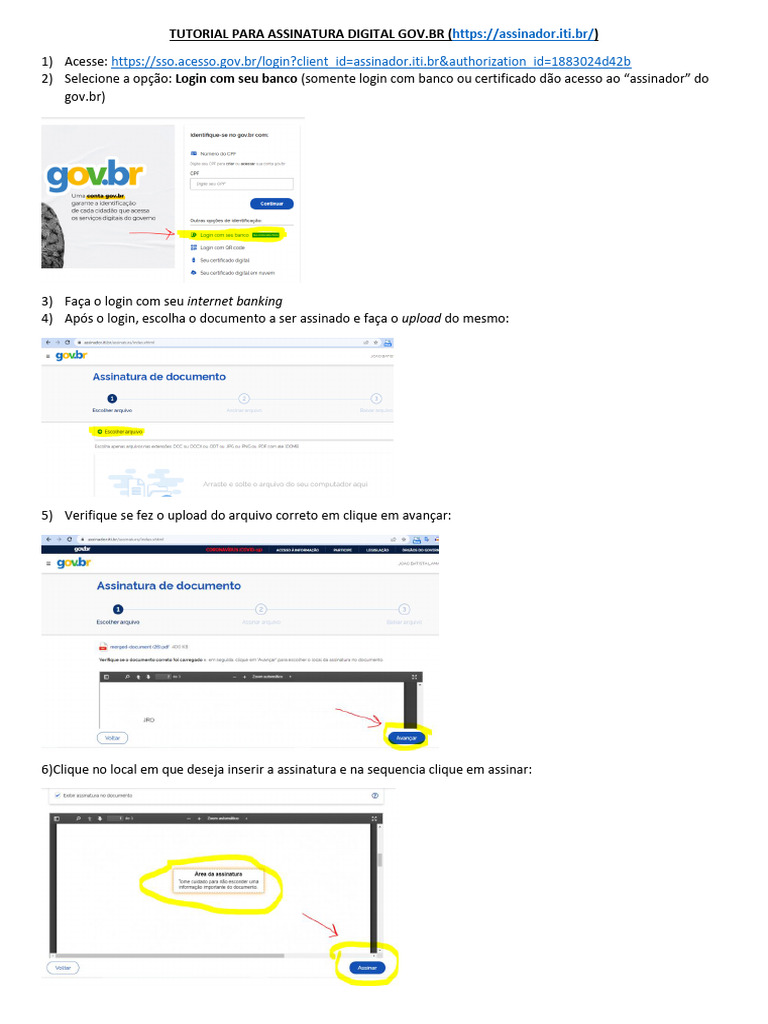 Tutorial Assinatura Digital Gov.br | PDF
