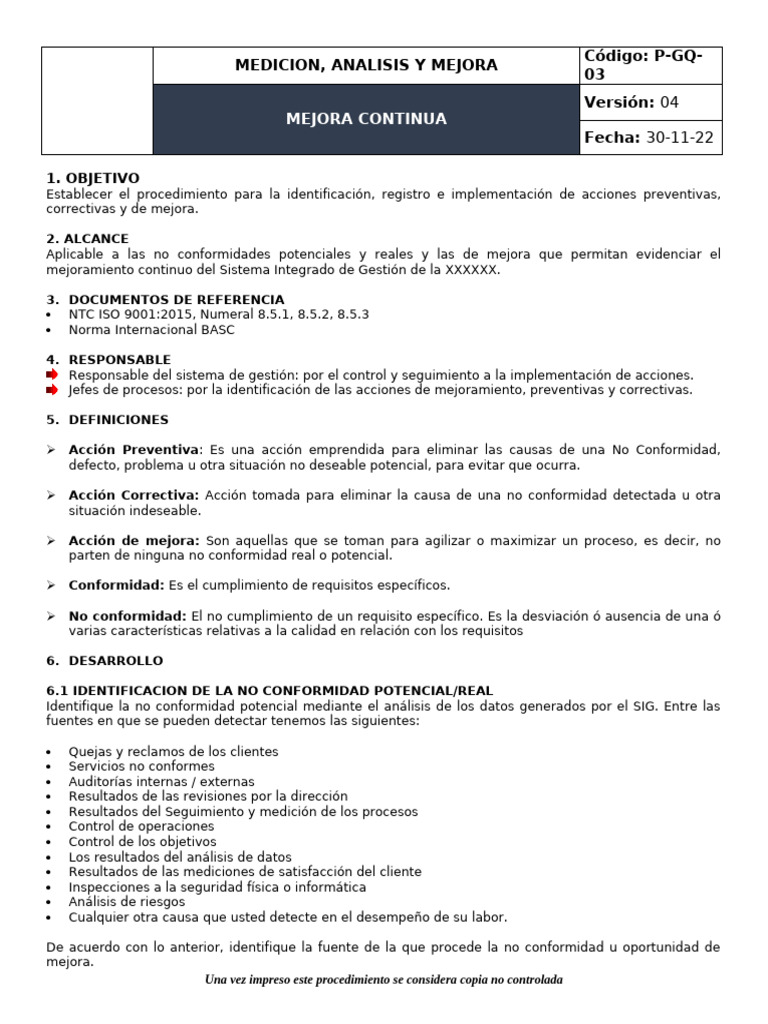 Mejora Continua en Gestión de Calidad | PDF