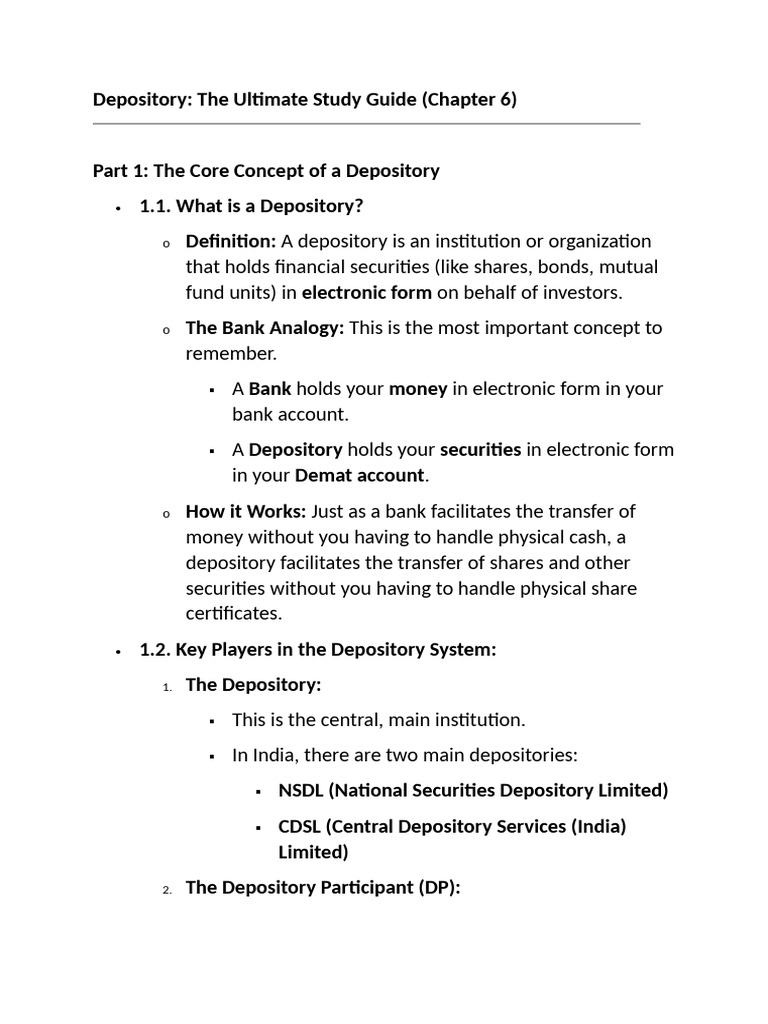 Ch 6 Depository | PDF | Securities (Finance) | Bonds (Finance)