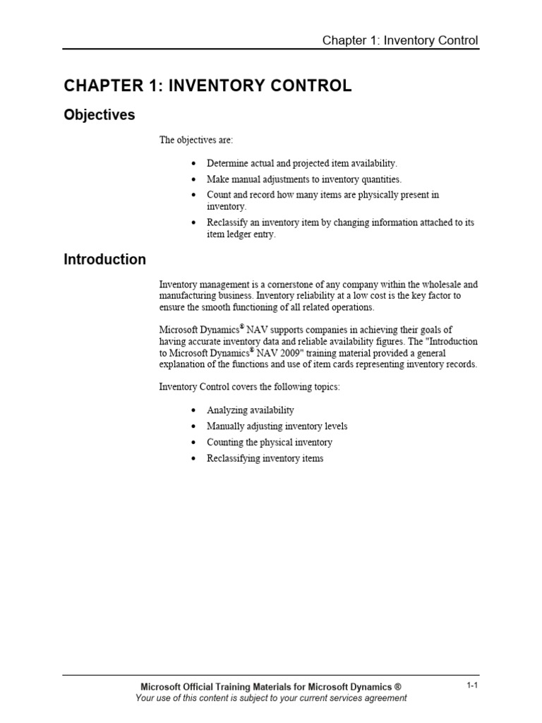Inventory Control in Dynamics NAV 2009 | PDF | Inventory | Warehouse