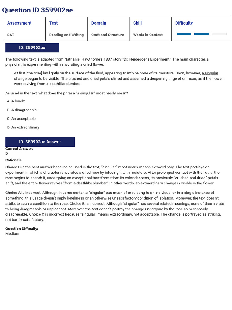 SAT Craft and Structure 242 Med and Hard Qs | PDF | Reward System | Stars