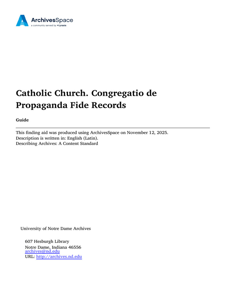 Congregatio de Propaganda Fide Records | PDF | Catholic Church ...