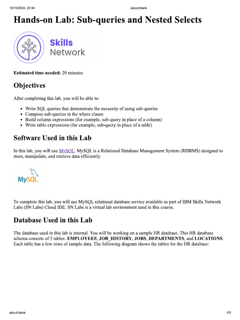 Sub-Queries and Nested Selects | PDF