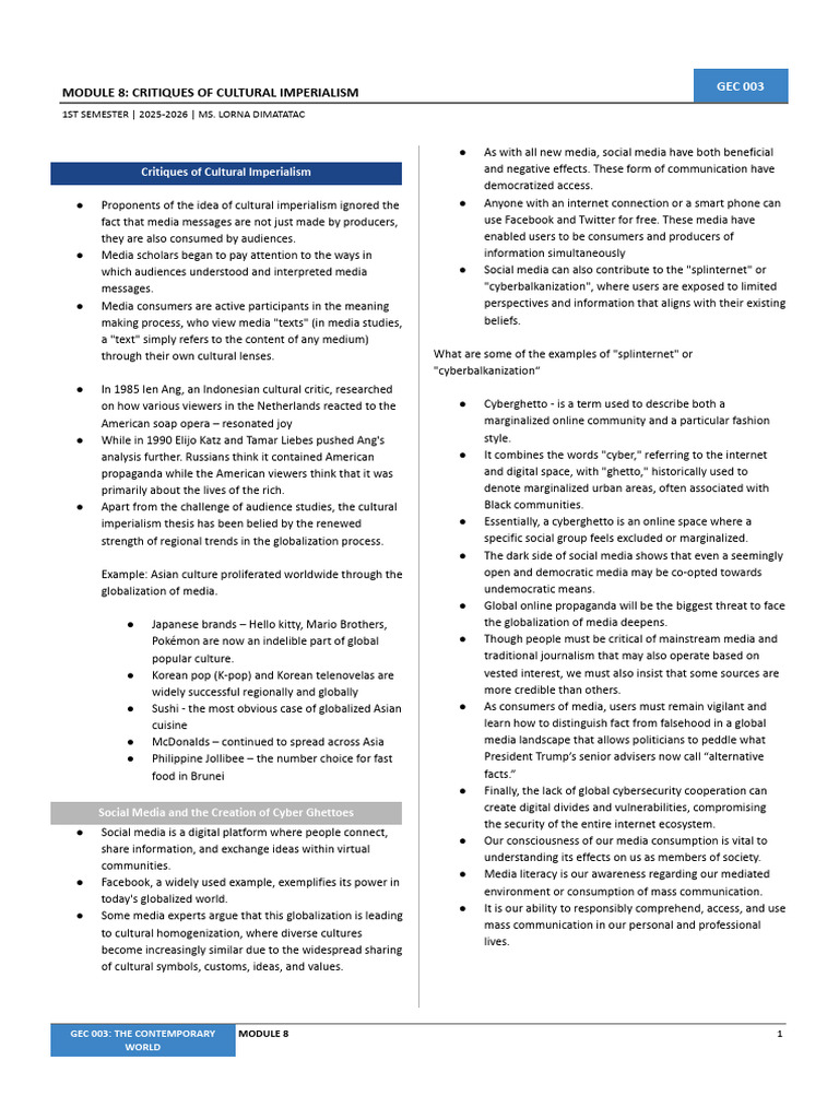 08-CW-1 | PDF | Communication | Mass Media
