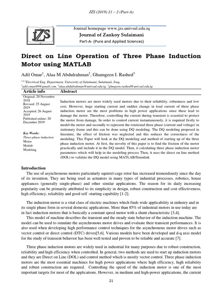 MATLAB DQ Modeling of Induction Motor | PDF | Electric Motor ...