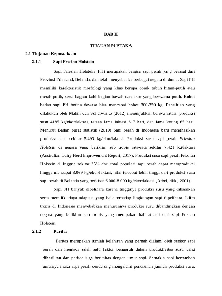 Karakteristik dan Produksi Sapi FH | PDF