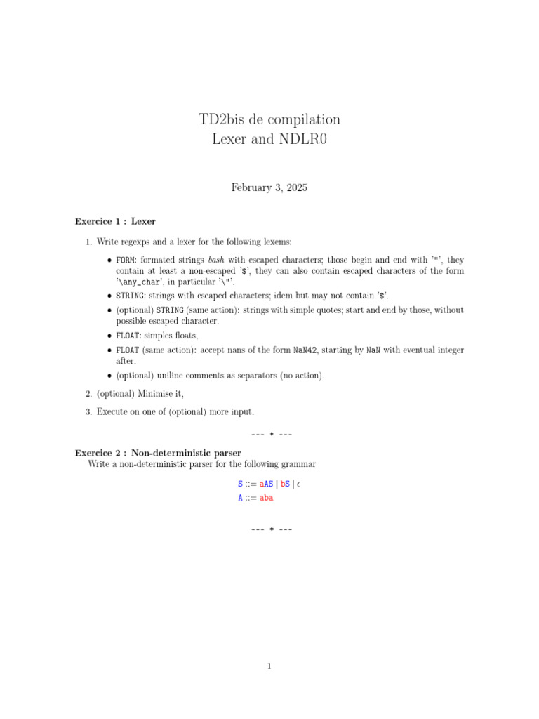Lexer et Parser Non-Déterministe en NDLR0 | PDF