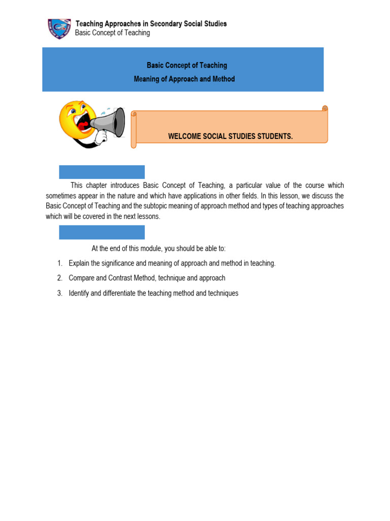 Teaching Approaches in Social Studies | PDF | Teaching Method | Teachers