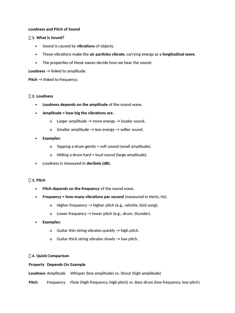 Physics Chapter 6.1 Revesion Notes | PDF | Pitch (Music) | Sound